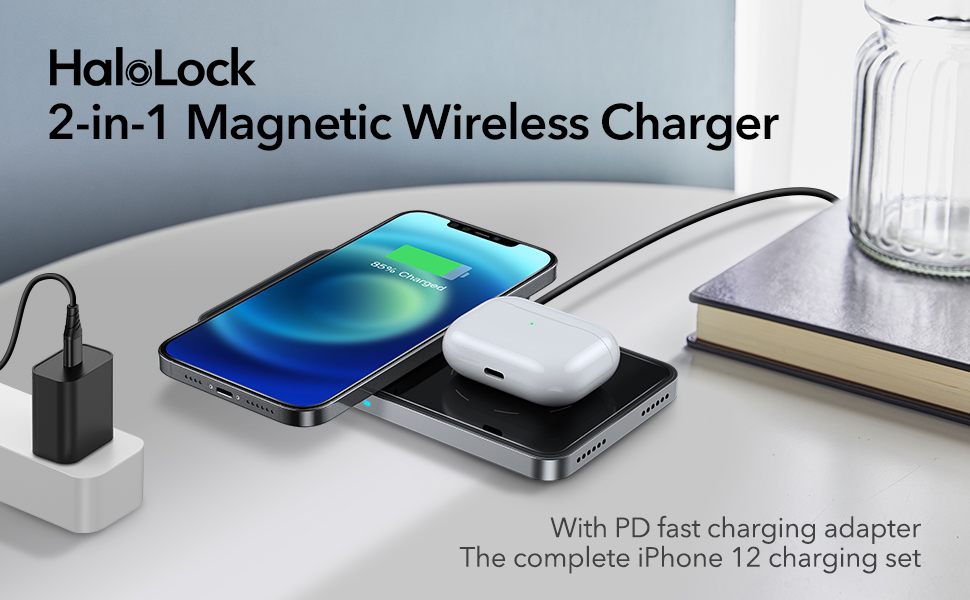 HaloLock™ 2 in 1 Magnetic Wireless Charger for iPhone 12 1 1 HaloLock™ 2 in 1 Magnetic Wireless Charger for iPhone 12 1 1