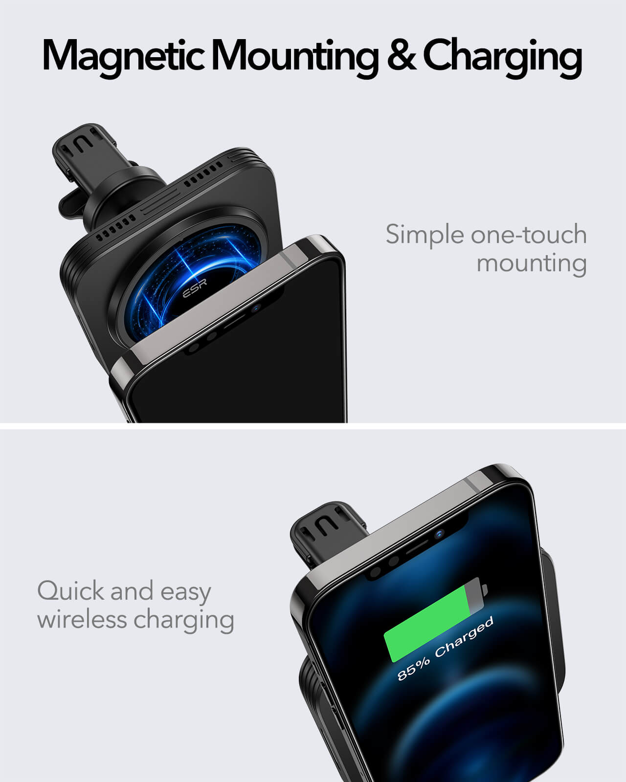 Magnetic Wireless Car Charger Mount for iPhone 12 Supports MagSafe 6 Magnetic Wireless Car Charger Mount for iPhone 12 Supports MagSafe 6