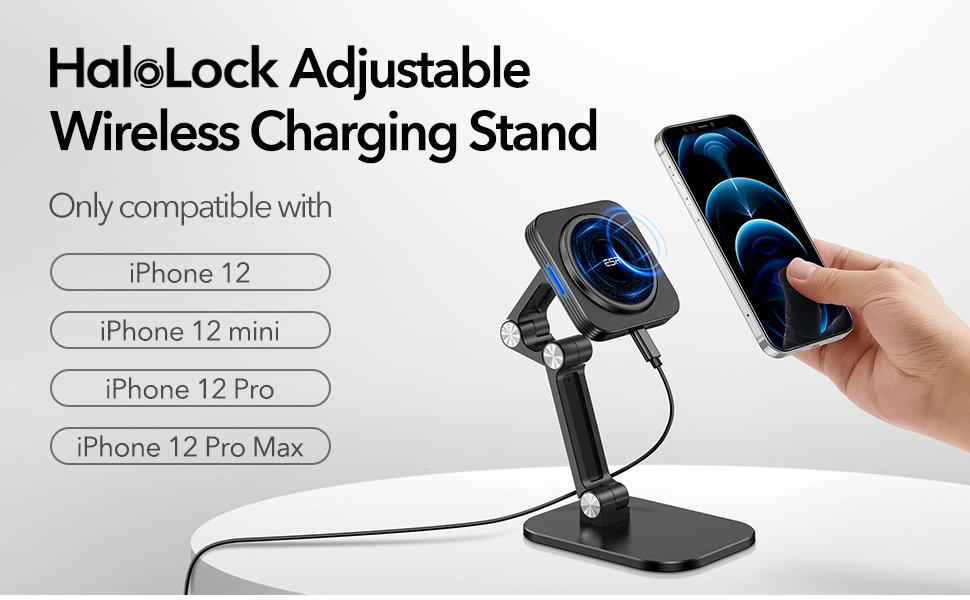 HaloLock™ Adjustable MagSafe Compatible Wireless Charging Stand 1 HaloLock™ Adjustable MagSafe Compatible Wireless Charging Stand 1