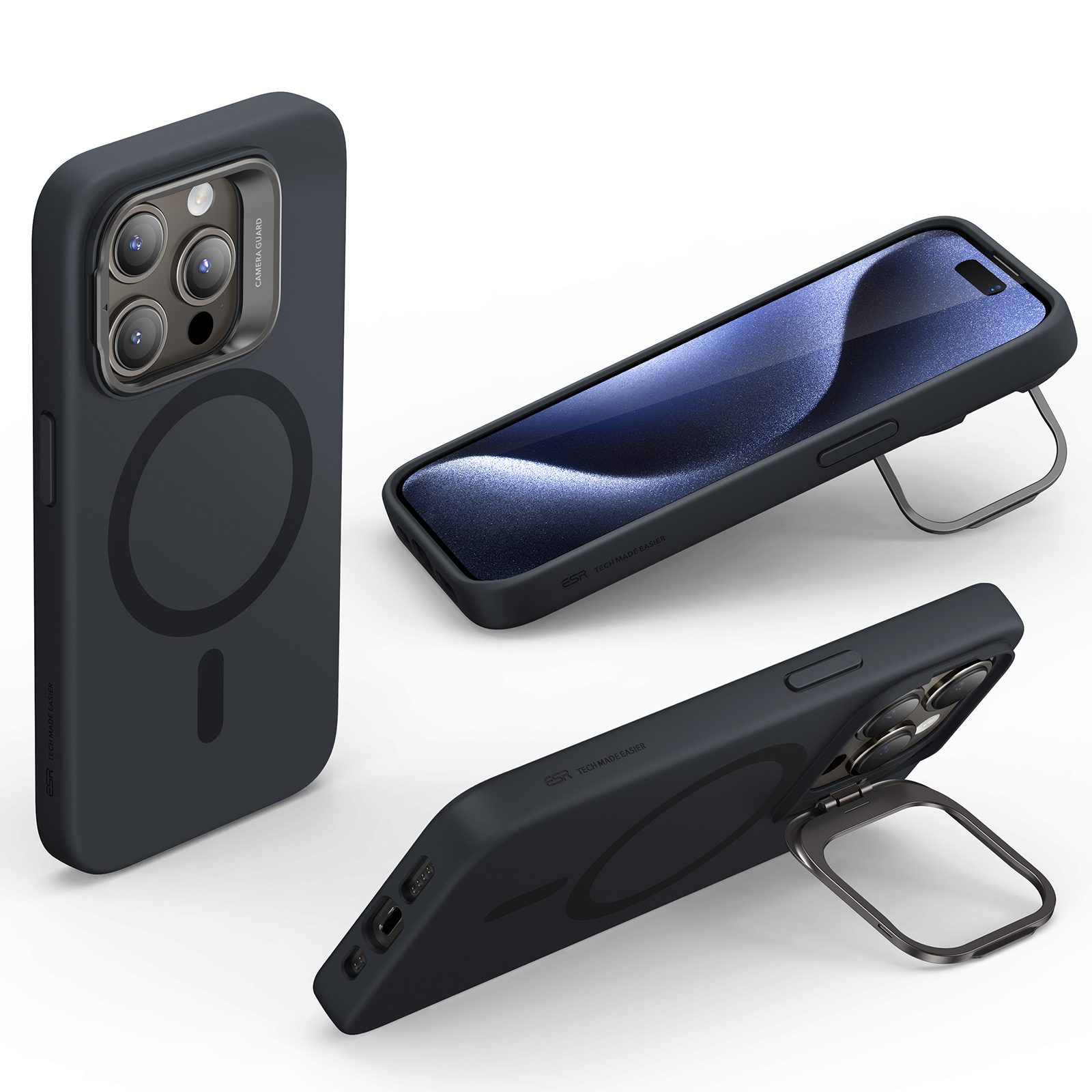 YS iPhone 15 Pro Cloud Soft Case with Stash Stand HaloLock C01 ZT02 YS iPhone 15 Pro Cloud Soft Case with Stash Stand HaloLock C01 ZT02