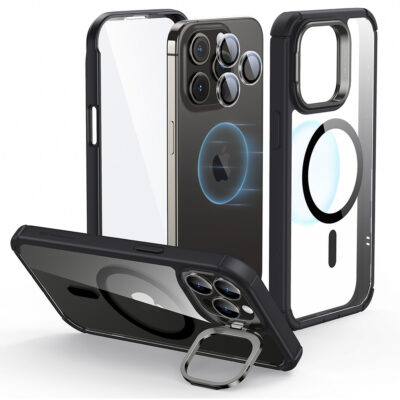 QD iPhone 15 Pro Max Armor Tough Case with Stash Stand HaloLock C02 ZT01